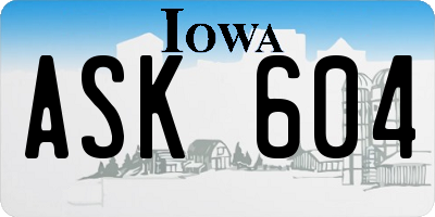 IA license plate ASK604