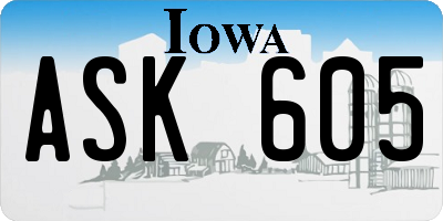 IA license plate ASK605