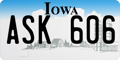 IA license plate ASK606