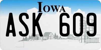 IA license plate ASK609