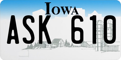 IA license plate ASK610