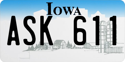 IA license plate ASK611