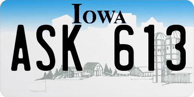 IA license plate ASK613