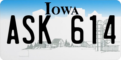 IA license plate ASK614