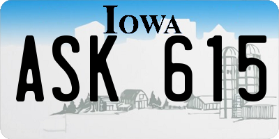 IA license plate ASK615