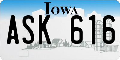 IA license plate ASK616