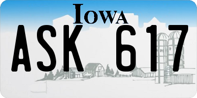 IA license plate ASK617