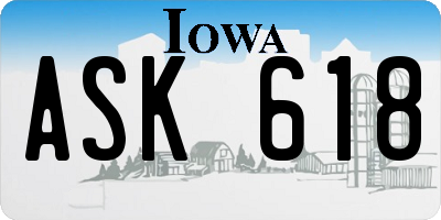 IA license plate ASK618