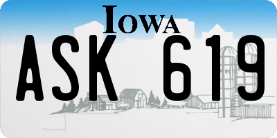 IA license plate ASK619