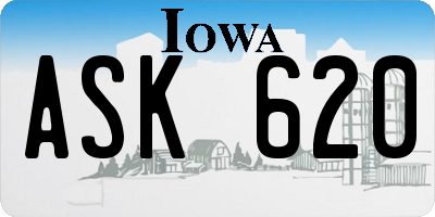 IA license plate ASK620