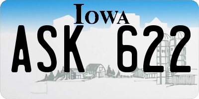 IA license plate ASK622