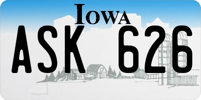 IA license plate ASK626