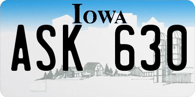 IA license plate ASK630