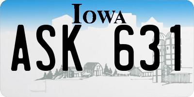 IA license plate ASK631