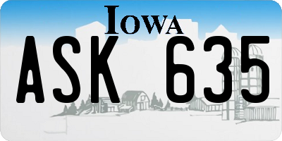 IA license plate ASK635