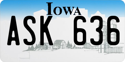 IA license plate ASK636