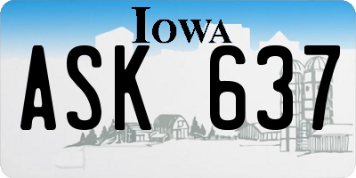 IA license plate ASK637