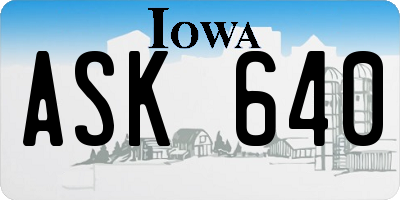 IA license plate ASK640