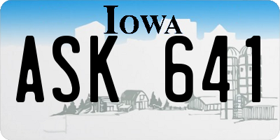 IA license plate ASK641