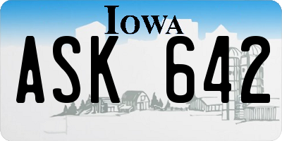 IA license plate ASK642