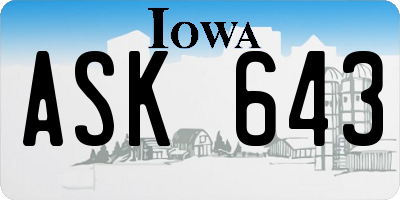 IA license plate ASK643