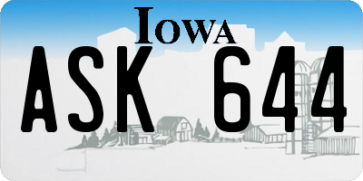 IA license plate ASK644