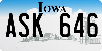IA license plate ASK646