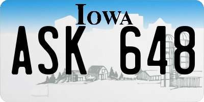 IA license plate ASK648