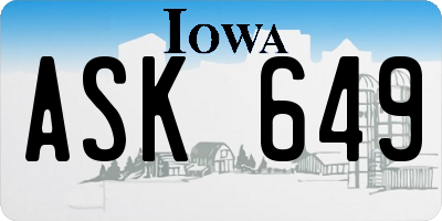 IA license plate ASK649