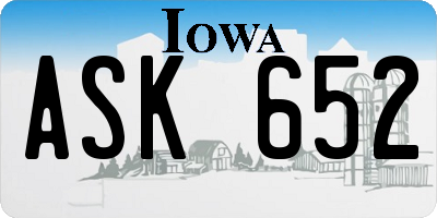 IA license plate ASK652