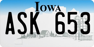 IA license plate ASK653