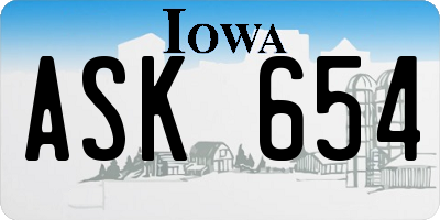 IA license plate ASK654