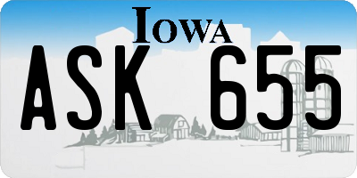 IA license plate ASK655