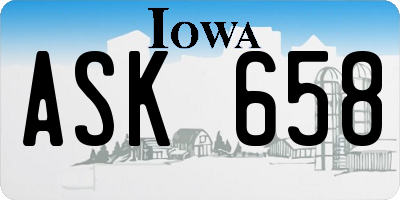 IA license plate ASK658