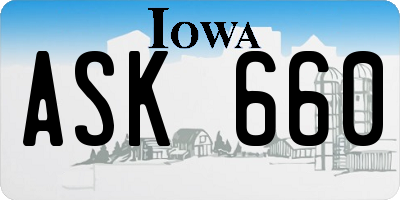 IA license plate ASK660
