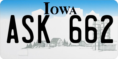 IA license plate ASK662
