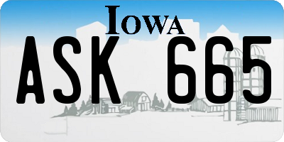 IA license plate ASK665