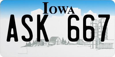 IA license plate ASK667