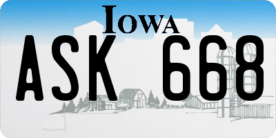 IA license plate ASK668