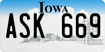 IA license plate ASK669