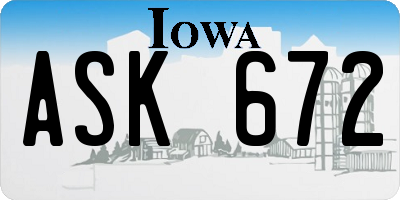 IA license plate ASK672