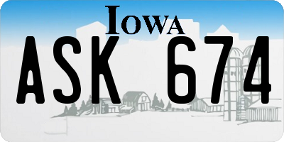 IA license plate ASK674
