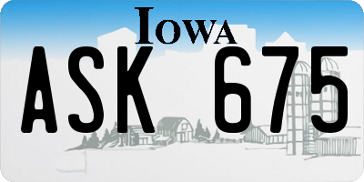 IA license plate ASK675