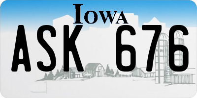 IA license plate ASK676