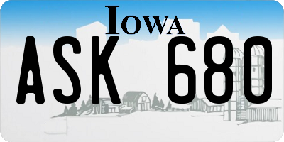 IA license plate ASK680