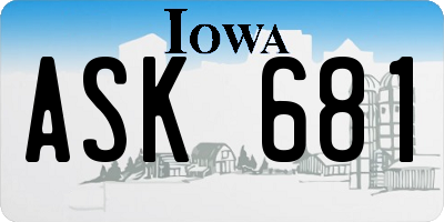 IA license plate ASK681