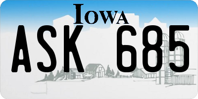 IA license plate ASK685