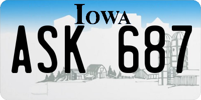 IA license plate ASK687