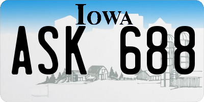 IA license plate ASK688