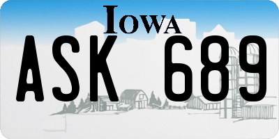 IA license plate ASK689